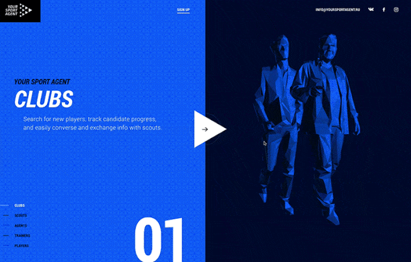 amazing animated website design with monochrome blue color 2021 example