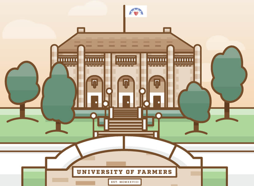 university educational graphic with muted and natural colors
